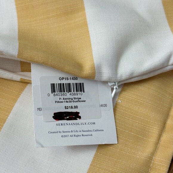 NEW Serena & Lily Perennials Awning Stripe Pillow Cover (14”x30”)-Yellow - Picture 2 of 2